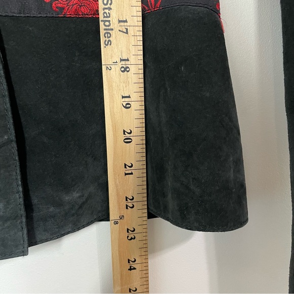 Vintage Wilsons Leather Maxima Women's Jacket Blazer Suede Floral Satin Waist S - Picture 13 of 15